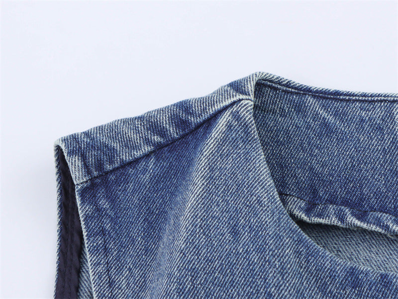 SkyCharm Distressed Denim Vest
