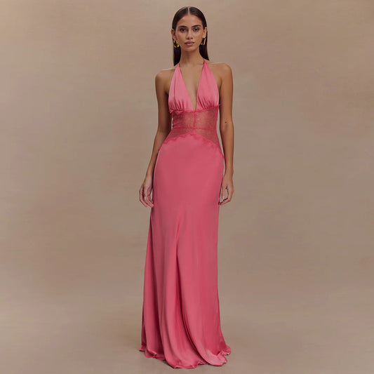 Serena Halter Satin Maxi