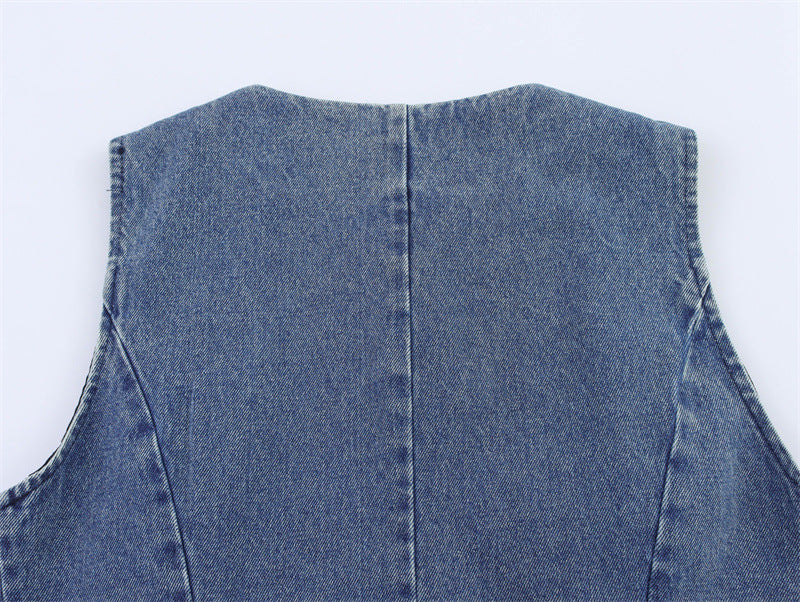 SkyCharm Distressed Denim Vest