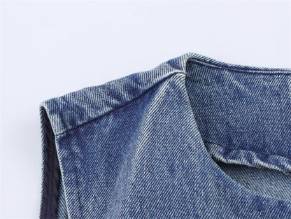 SkyCharm Distressed Denim Vest