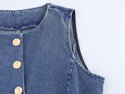 SkyCharm Distressed Denim Vest