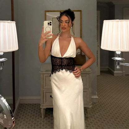 Serena Halter Satin Maxi